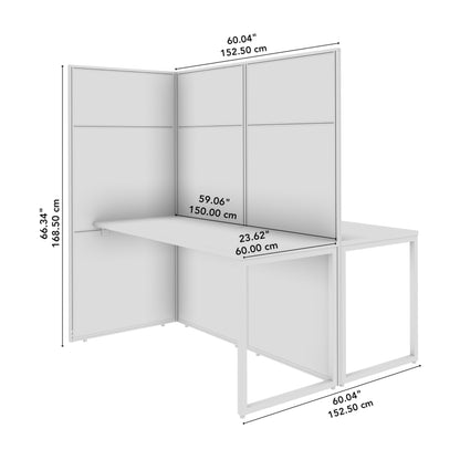 Bush Business Furniture 60-inch 2 Person Cubicle Desk with Tall Panels, Double Workstation, Easy Office Collection, Natural Elm