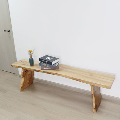 BALANBO Elm Wood Dining Bench Bedroom BenchesIn Footrest Stool Accent Bench for Entryway Dining Room Living Room Bedroom End of Bed Long 63IN