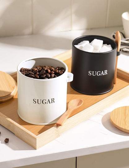 17oz Countertop AISBUGUR Sugar Bowl with Lid and Spoon: Metal Sugar Container - Airtight Food Sugar Jar - Coffee Bar
