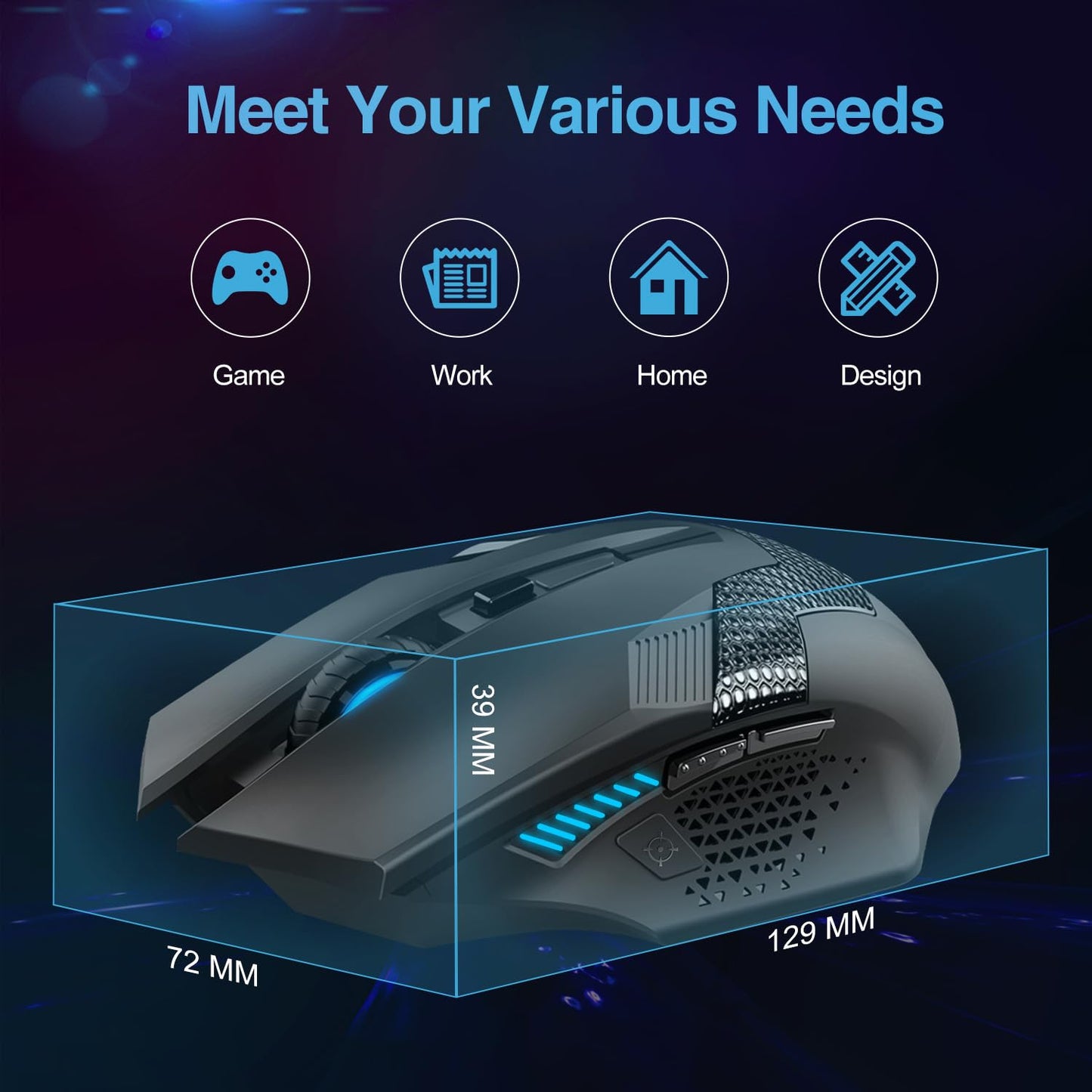 TECKNET Wireless Mouse-USB Ergonomic Optical Cordless Mouse with 8 Buttons,24-Month Battery Life,High-Precision 5 Adjustable DPI for PC/Mac/Laptop