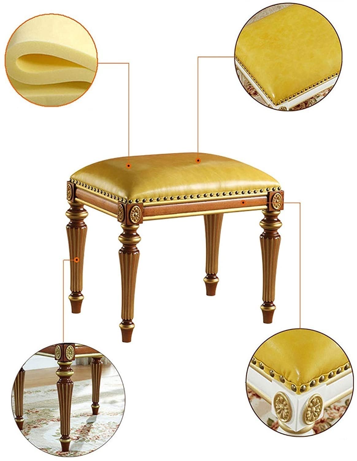 GAZOGJ Modern Piano Bench,Exquisitely Carved Solid Wood Stool Legs,Keyboard Bench and Vanity Stool
