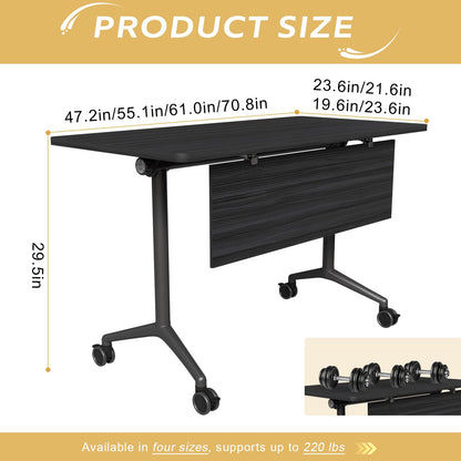 6 Pack Conference Room Tables,Mobile Folding Conference Table with Wheels,Modern Training Locking Rolling Meeting Conference Tables with Flip-Top for Office Classroom Business,6-12 Person,55.1IN