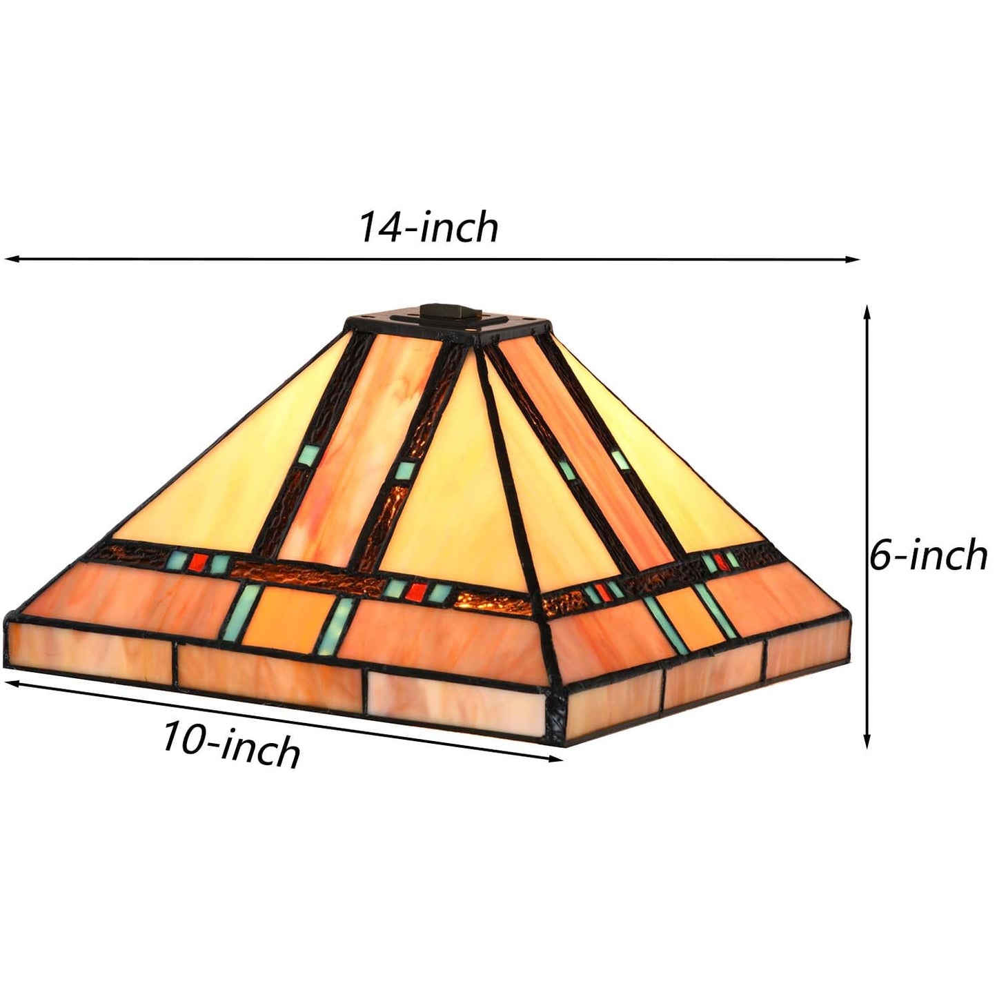 Bieye S10798 Tiffany-Style Stained Glass Mission Lampshade - 10-Inch Wide - Iridescent Elegance