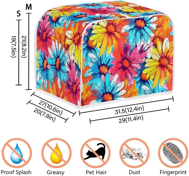 Plus Size 4 Slice Toaster Cover Tropical Floral Hibiscus, Dust Protection for Microwave Oven (16x16") 2PCS