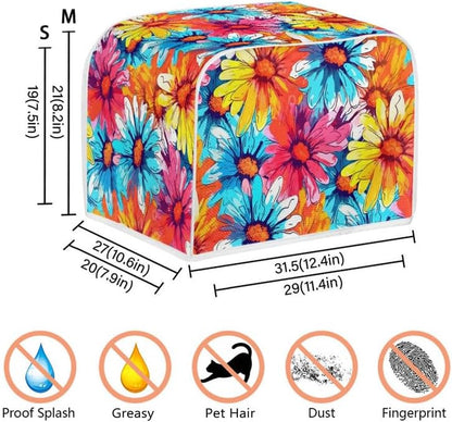 Modern Geometric Circle Two Slice Toaster Cover - Foldable Kitchen Appliance Bread Toaster Oven Cover with Hang Loop.