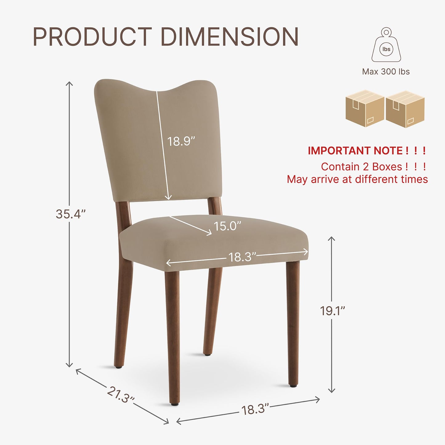 KISLOT Upholstered Dining Chairs Set of 4, Modern Velvet Kitchen Chairs with Solid Wood Legs, High Back Wooden Dining Room Chairs with Dark Walnut Color Legs for Farmhouse Kitchen Dining Room, Brown