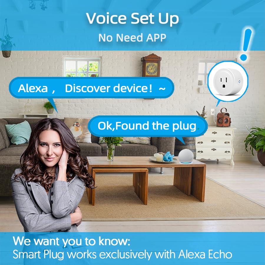 YNF Smart Plug, Simple Setup with One Voice Command, Works with Alexa Only, Remote Control with Timer Function, Bluetooth Mesh Outlet, Alexa Echo Required （2 Pack）