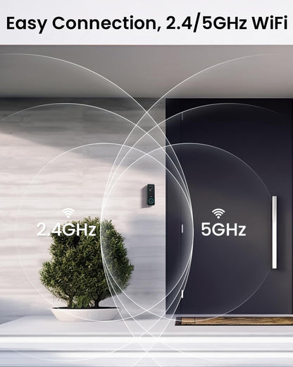 AOSU Doorbell Camera Wireless, 5MP Ultra HD, Support Local Storage, 2.4/5 GHz WiFi Video Doorbell with Homebase, Battery/Wired Powered, Work with Alexa & Google Assistant