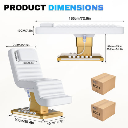 Zumic Professional Full Electrical Lift Massage Table for Esthetician with 5 Memory Foam, 3-Motors 200W Adjustable Tattoo Facial Beauty Bed with Remote Control for Podiatry Office Aesthetician