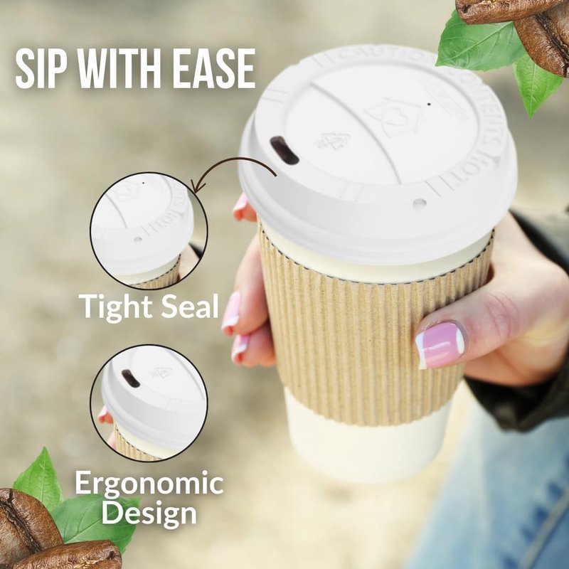 Pack Of 300, White Disposable Coffee Cup Lids, Coffee Cup Lids 10 oz 12 oz 16 oz 20 oz, Leak-Proof Plastic Coffee Lids, Heat-Resistant & Strong Hot Cup Lid For Coffe Cup For Everyday Convenience