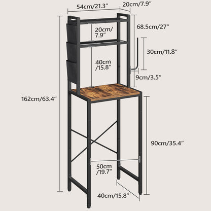 MAHANCRIS Bakers Rack with Mini Fridge Shelf, 3-Tier Microwave Stand, Coffee Bar Station with Paper Holder, Freestanding Kitchen Storage Rack, for Kitchen, Rustic Brown and Black BRHR5401