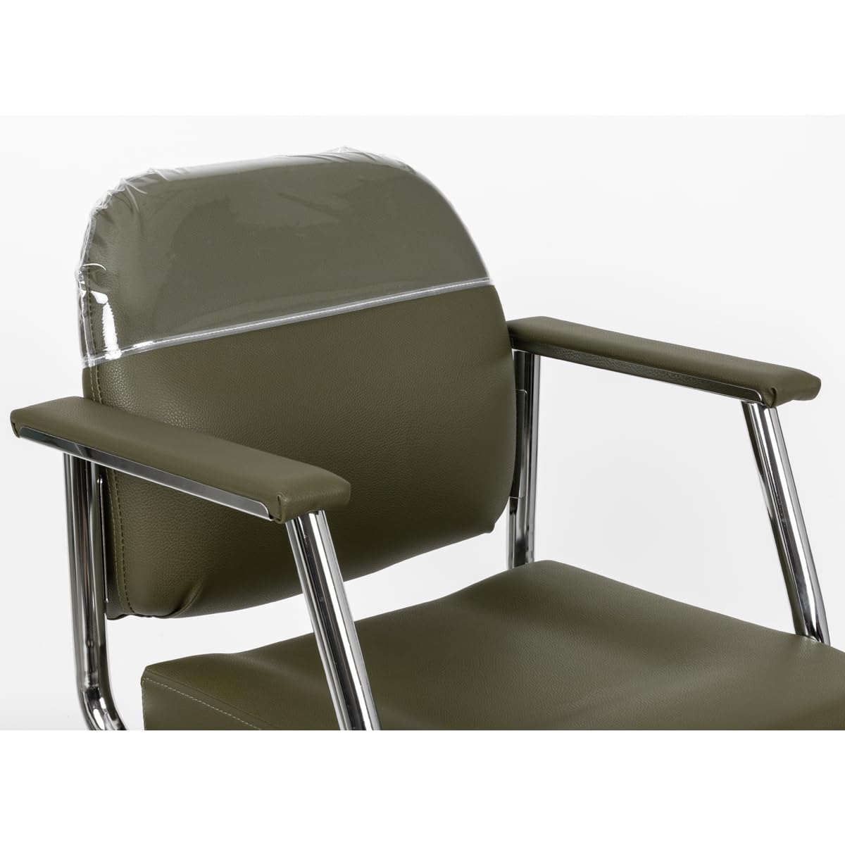 Minerva Beauty Zaria Wide Salon Styling Chair, Round Chrome 360° Swivel Hydraulic (Olive Green)