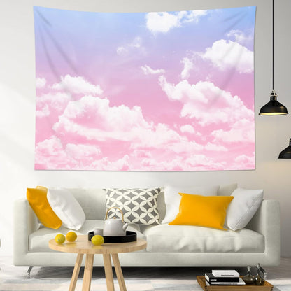HVEST Pink Cloud Tapestry: Pink and Purple Nature Landscape for Bedroom, Living Room, Girl Dorm Decor, 60W X 40H