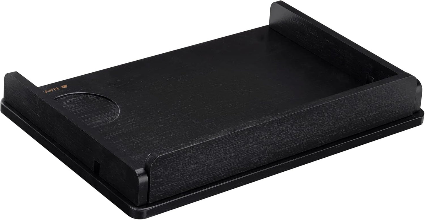Navaris Clip-on Bedside Shelf - Clamping Hanging Bamboo Shelf for Bed Frame - Small Bed-Side Table Tray for Books