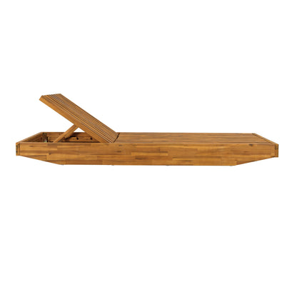 Christopher Knight Home Maril Acacia Wood Chaise Lounge Chair Outdoor, Adjustable Backrest Sun Lounger Recliner, Wooden Patio Sun Bathing Lounge Chair, Teak