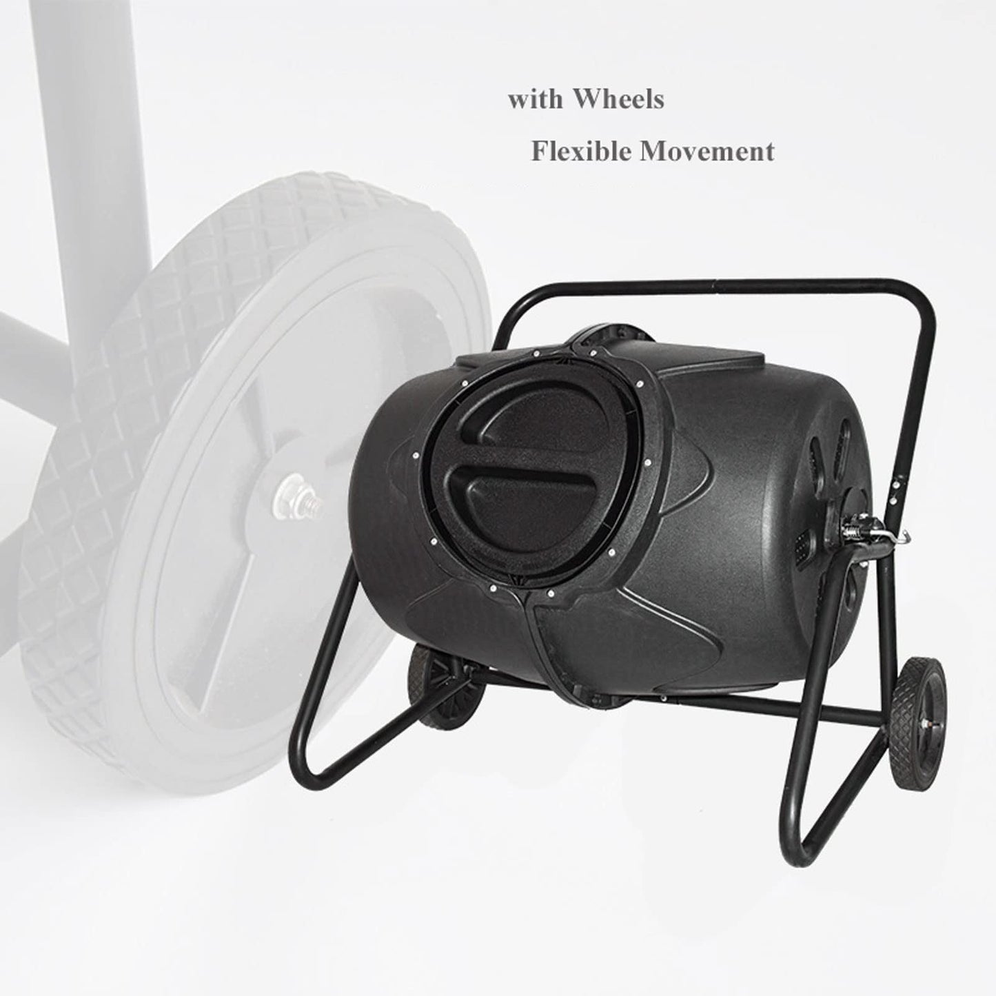 Electric Compost Bin Compost Tumbler Bin with Wheels and Handle, Mobile Heavy Duty Rotating Outdoor Organic Compost Bin Tumbling Mixer Composter for Kitchen Waste & Garden Clippings, Large 190L/50 Gal