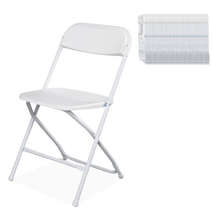 OLLODOT 50 Pack White Folding Chairs with 350-LBS Capacity, Lightweight Portable Indoor Outdoor Chairs, Stackable Commercial Seat with Steel Frame for Office, Party, Events, Wedding, Kitchen &Dinning
