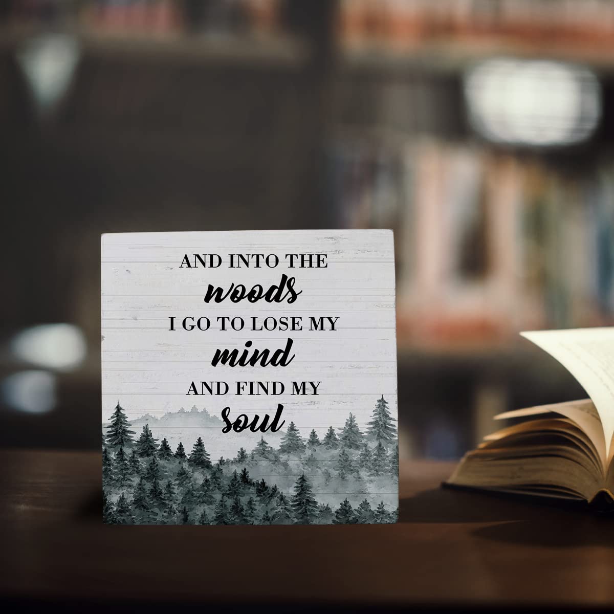 Funny 'Into The Woods I Go To Lose My Mind' Wooden Plaque Box Sign for Home & Table Decor - Camper Accessories