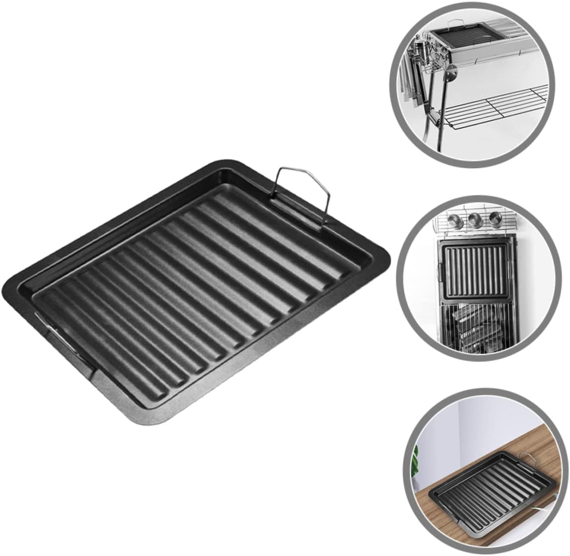 Outdoor Grill Pan, Enamel Grill Pan for Meat and Vegetables, Multi-use Picnic Supply