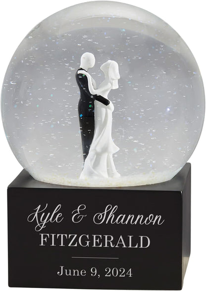 Personalization Universe Personalized Wedding Couple Musical Snow Globe - Engraved Names & Message, Plays Wedding March