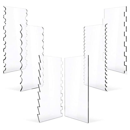 Woohome 6 PCS Acrylic Cake Scraper Decorating Transparent Cake Cream Scraper Clear Icing Comb Contour Decorating Set for Bread Pastry Cake Decorating Supplies DIY Kitchen Bakery Baking Tool