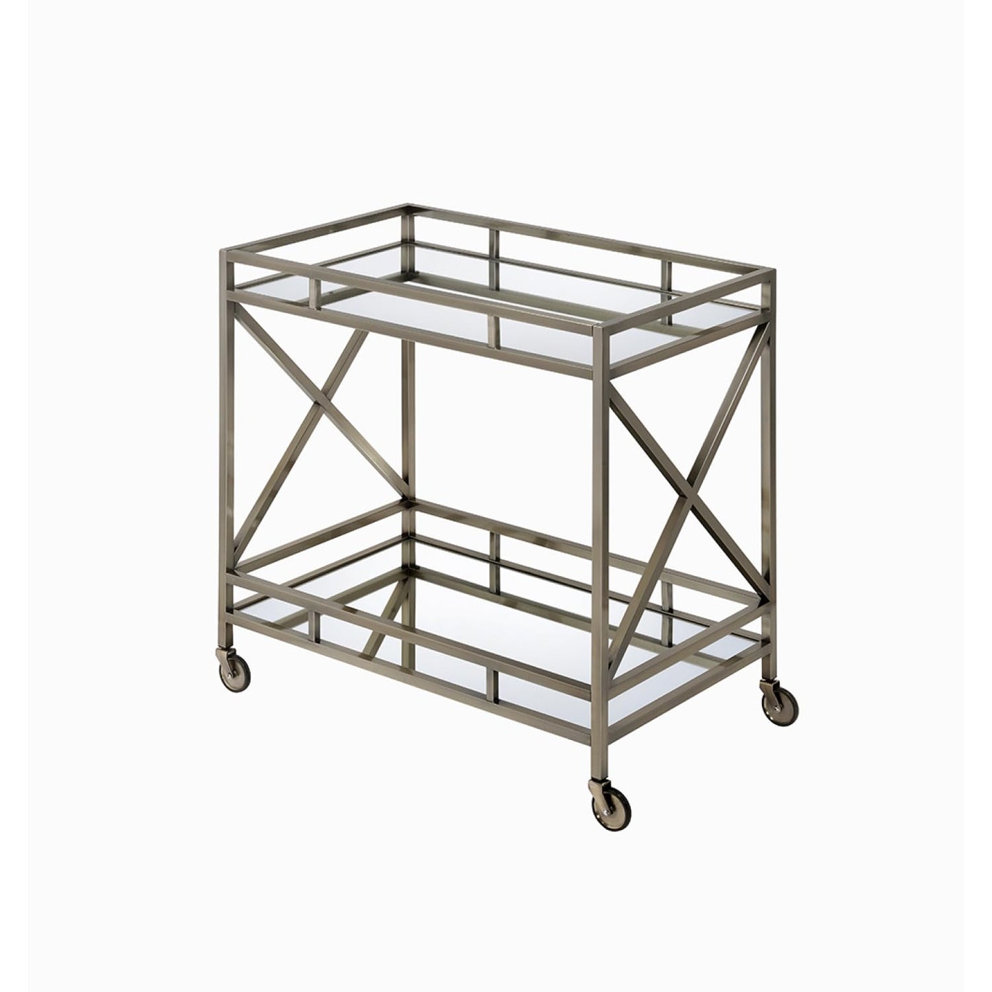 Kristensen Mirrored & Antique Gold Finish Serving Cart - Antique Gold - Serving Cart with Mirrored Top & Shelf - Elegant Finish
