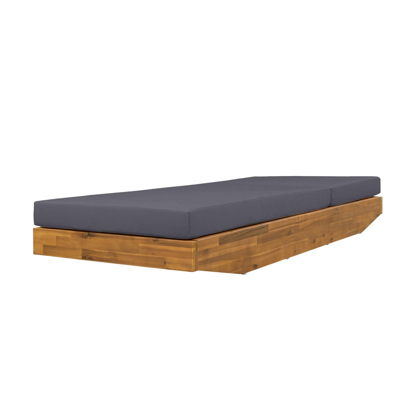 Christopher Knight Home Maril Acacia Wood Chaise Lounge Chair Outdoor, Adjustable Backrest Sun Lounger Recliner, Patio Outdoor Chaise Lounge with 4" Thick Water-Resistant Cushion, Teak+Dark Gray
