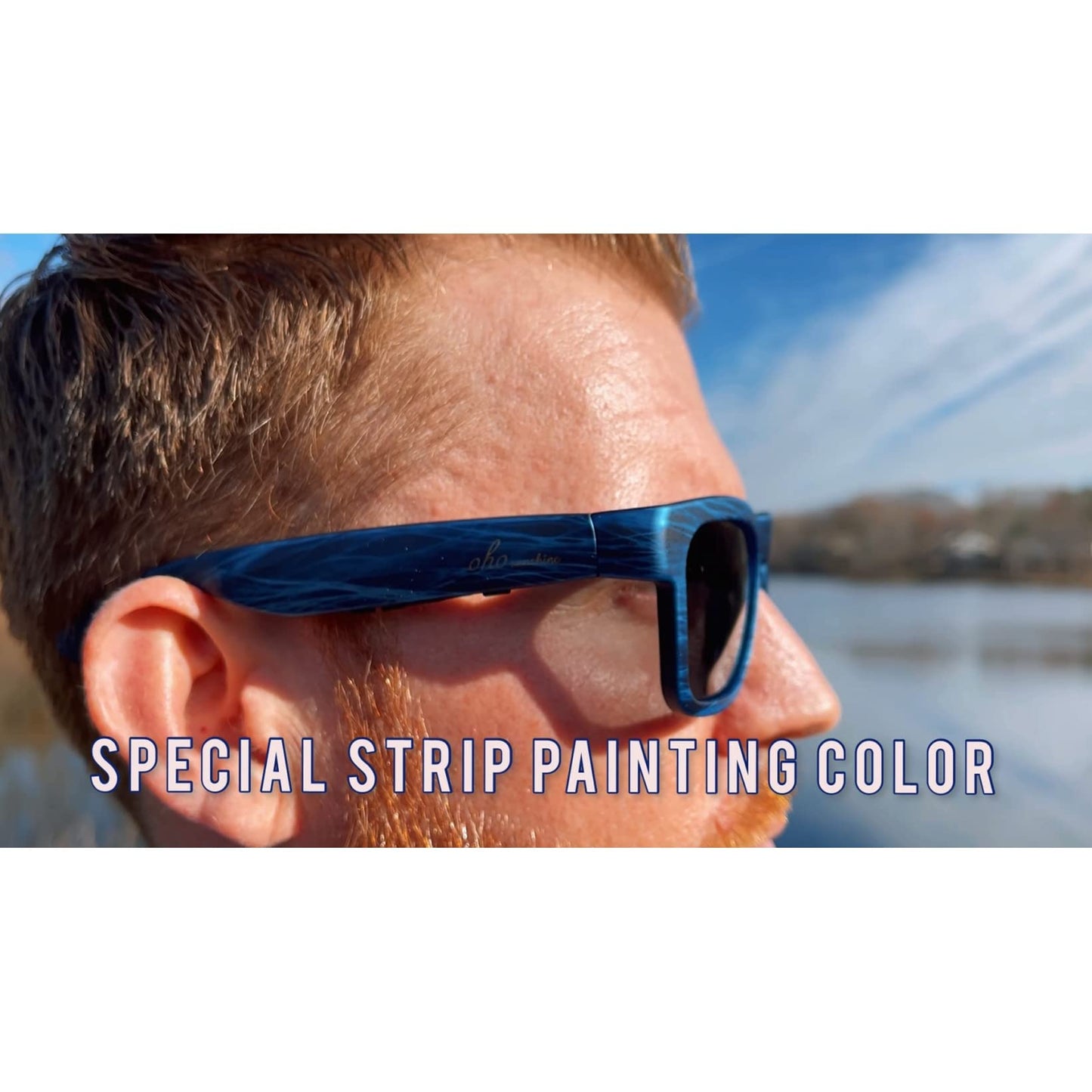 OhO Smart Glasses,Polarized Sunglasses with Bluetooth Speaker,Athletic/Outdoor UV Protection and Voice Control,Unisex(Mirror Blue Lens)