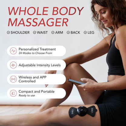 VPOD Deluxe Wireless TENS Unit Muscle Stimulator with Smartphone App Control - Bluetooth Enabled for Pain Relief Therapy - Rechargeable Portable Device for Back and Neck Pain