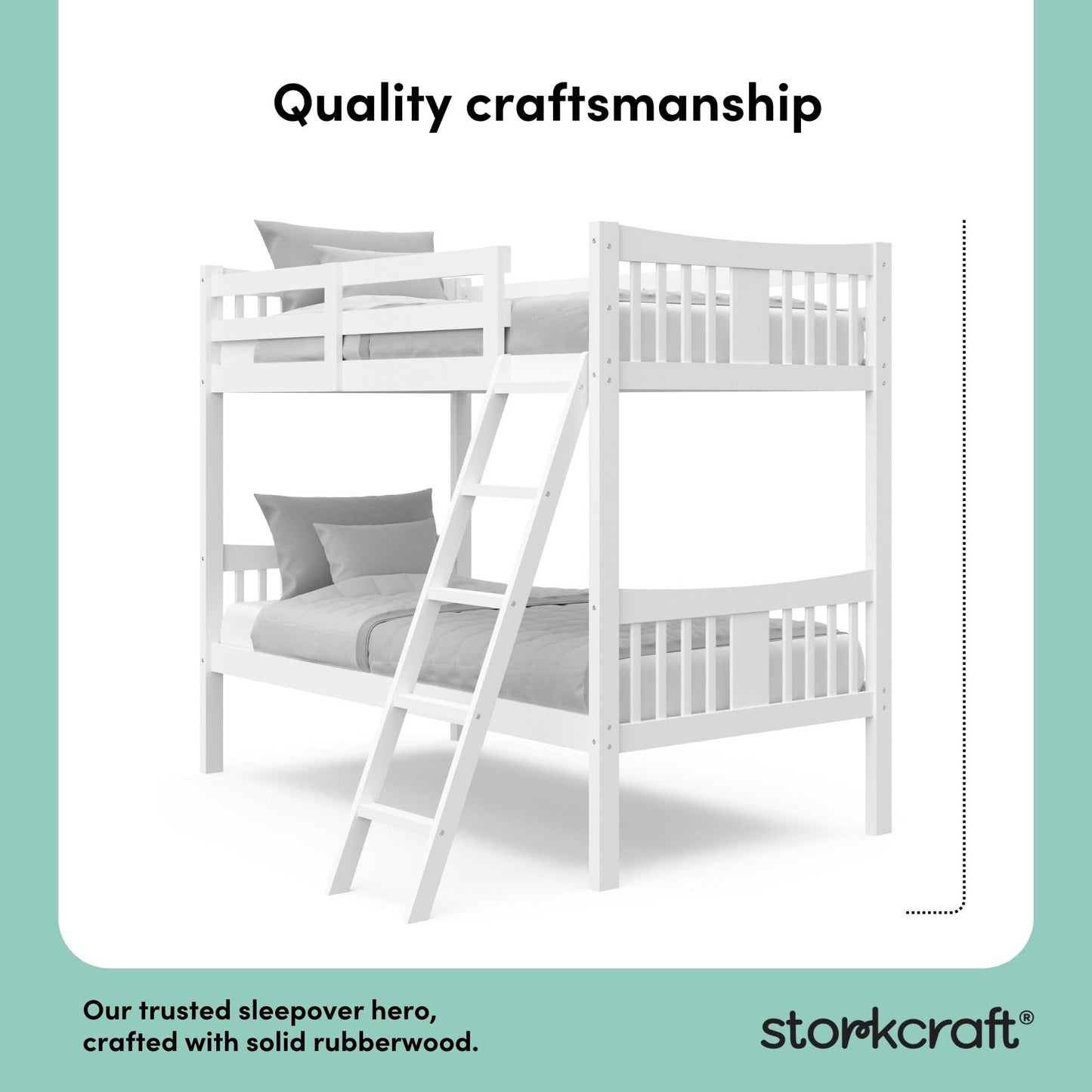 Storkcraft Caribou Bunk Bed Twin Over Twin Bunk Bed (White) - GREENGUARD Gold Certified, Twin Bunk Beds for Kids, Converts to 2 Individual Twin Beds, Bunk Beds for Kids