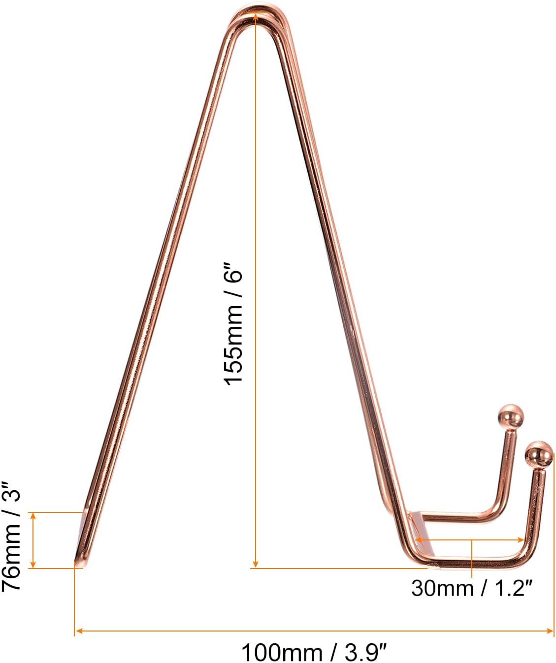 uxcell 2Pcs 6 Inch Iron Plate Holder Display Stands, Metal Decorative Easel for Picture, Photo, Book (Rose Gold)