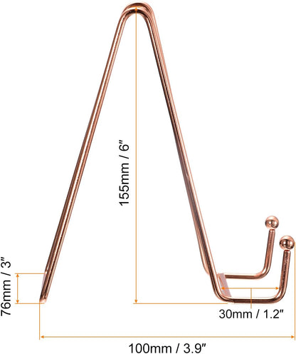 uxcell 2Pcs 6 Inch Iron Plate Holder Display Stands, Metal Decorative Easel for Picture, Photo, Book (Rose Gold)