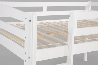 Tribeca Wood Low Loft Bed Frame / 14 Wood Slats Support/No Box Spring Necessary/Easy Assembly/Twin - White