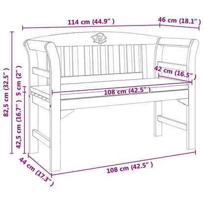 GFDWPUY Outdoor Rose Bench Hand Carved Solid Acacia Wood 44.88 x 18.11 x 32.48 in Natural Finish for Balcony Garden Patio