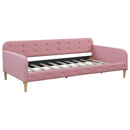 Ball & Cast Twin Size Daybed,Upholstered Day Bed Frame with 4 Wood Legs,Button Tufted Sofa Bed for Living Room,Apartment,No Box Spring Needed,Pink