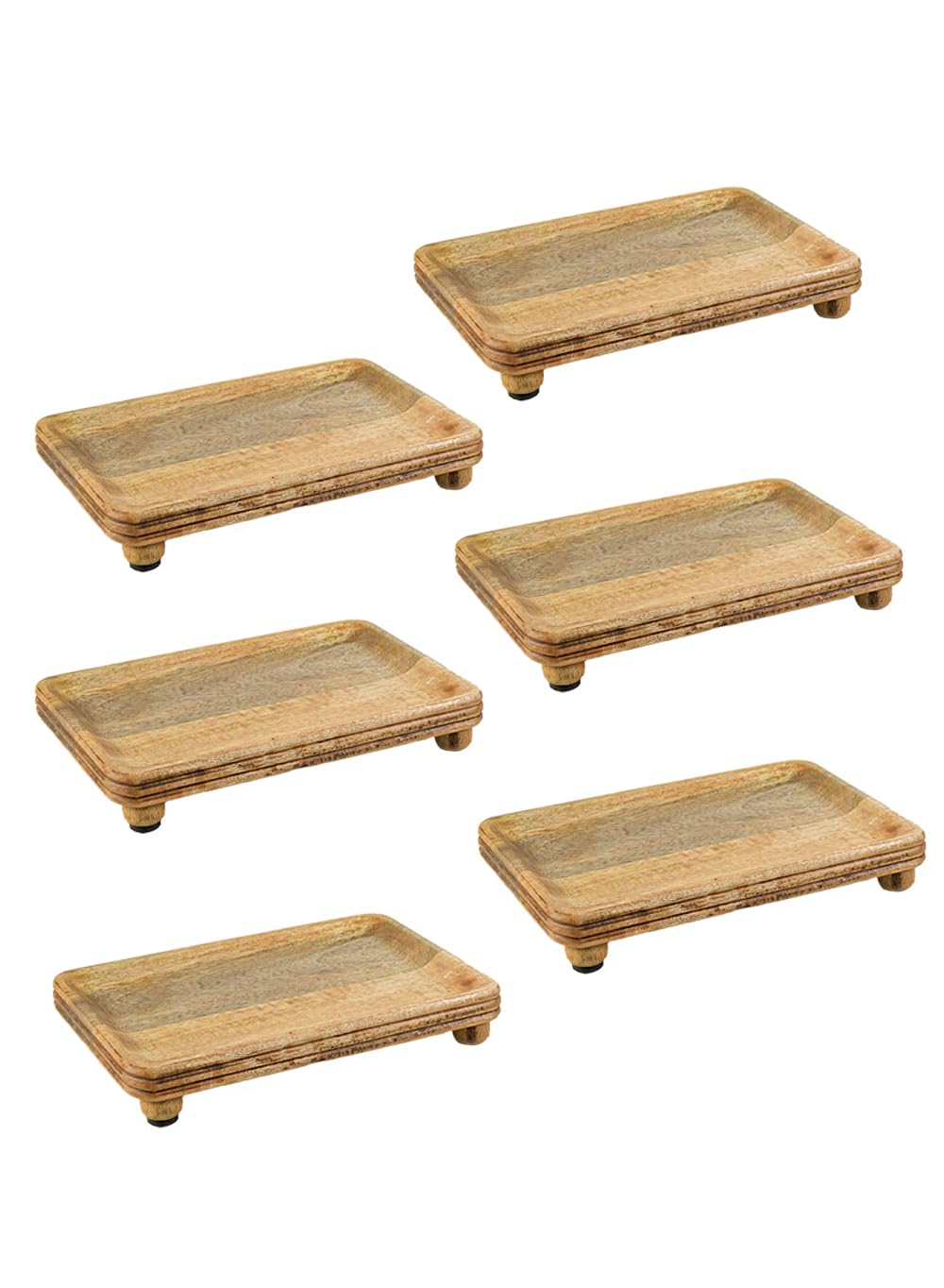 Serene Spaces Living 10" Wooden Pedestal Tray, Ideal for Jewelry Display, Keyholder, Candle & Dessert Stand, Charcuterie Board - Perfect for Home, Office, Kitchen, Cafe, Wedding Decor, Pack of 12