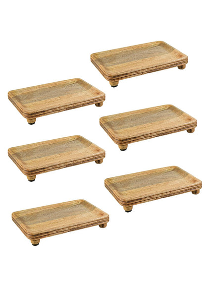 Serene Spaces Living 10" Wooden Pedestal Tray, Ideal for Jewelry Display, Keyholder, Candle & Dessert Stand, Charcuterie Board - Perfect for Home, Office, Kitchen, Cafe, Wedding Decor, Pack of 12