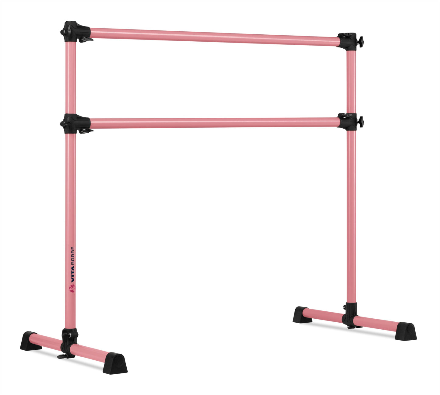 VITA Barre Portable Freestanding Double Ballet Barre, Prodigy, 8 Ft Bars, Light Pink | Adjustable Height, USA Made, Home or Gym Exercise Equipment for Kids & Adults | Dance, Fitness, Pilates