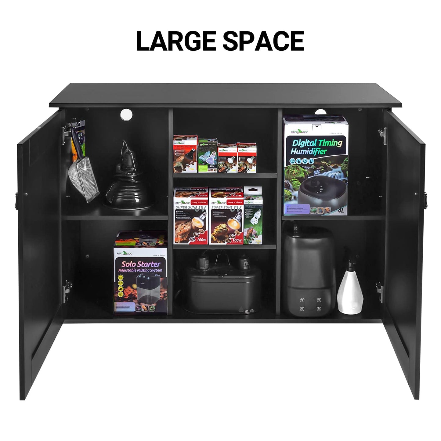 REPTI ZOO Reptile Aquarium Terrarium Wooden Stand and Cabinet with Adjustable Shelf for 48L x 18W inch Amphibian/Fish Sea Salt Water Tank Terrarium(Cabinet Only)