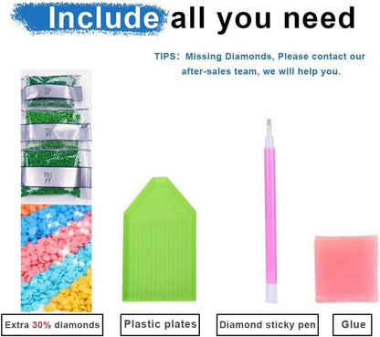 EIBEILI Diamond Art Kits for Adults - 3 Pack Hippie Hippy Alien,Starry Rainbow,Gnome Diamond Painting Kits for Adults,5D Round Full Drill Gem Art,DIY Crafts Kits for Gift Home Wall Decor 12x16inch