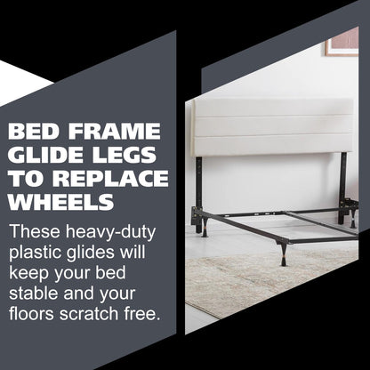 Kings Brand Furniture - Plastic Bed Frame Glide Legs | Set of 6 Replacement Feet for Bed Frame Wheels