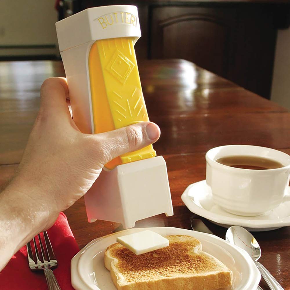 Tao Xiong Simple One Click Stick Butter Cutter - Butter Cheese Cutter - Butter Dispenser to Store Butter for Making Bread, Cakes, Cookies (Yellow)