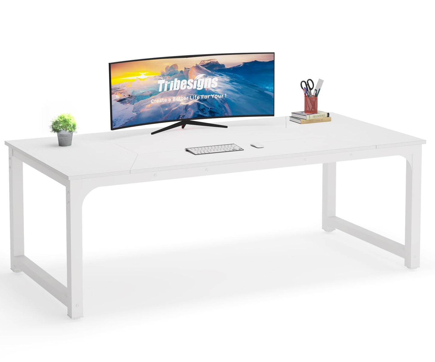 Tribesigns Modern Computer Desk, 78.7 x 39.4 inch X Large Executive Office Desk Computer Table Study Writing Desk Workstation for Home Office,White