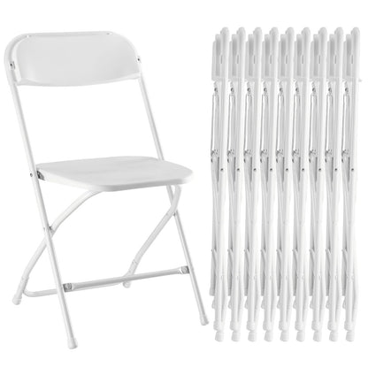 UOCFYK Folding Chairs, Indoor Outdoor Portable Commercial Stackable Plastic Chairs for Parties Weddings and Office Pack of 10, White
