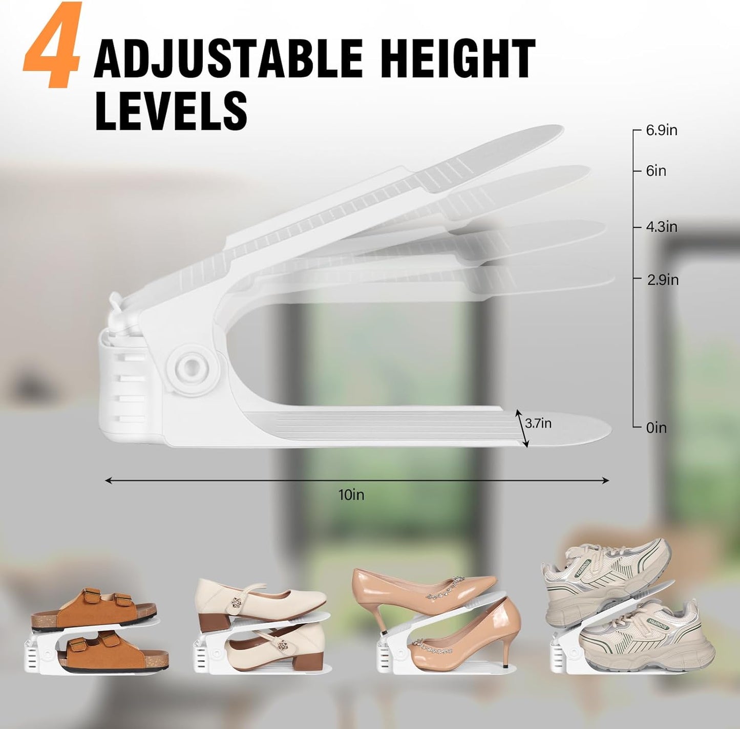 20 Pack 4 50% Closet TOPNEW Shoe Slots Organizer Shoe Stacker for a Pair of Shoes Levels Adjustable Shoe Space Saver
