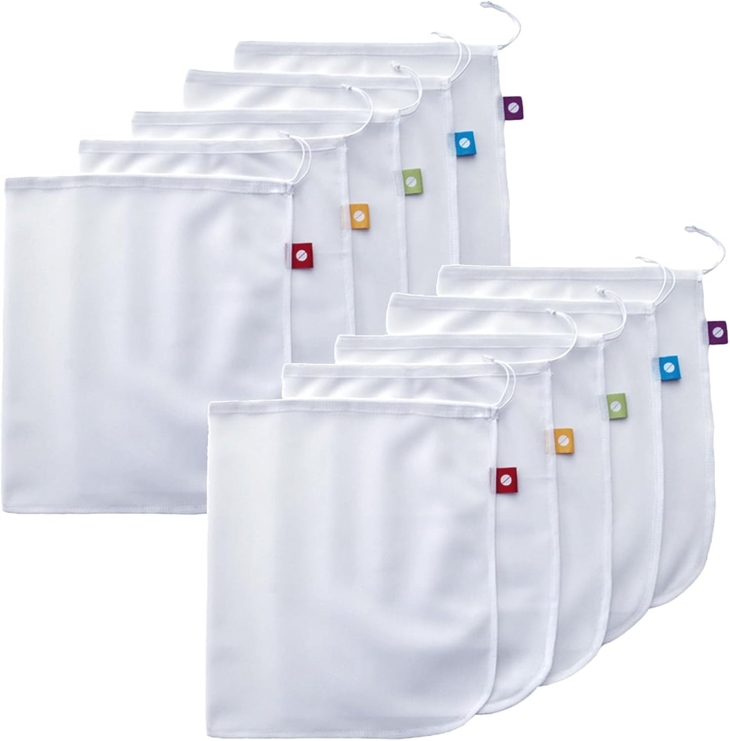 Set 5 FLIP AND TUMBLE - Reusable Produce Bags Washable Mesh Bags for Fruits and Vegetables, Tough and Tear Proof
