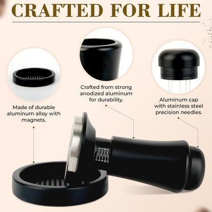 2-in-1 Espresso Tamper & WDT Stirrer Tool – 51mm Coffee Tamper with 10 Extra Needles (0.25mm & 0.4mm) – Stainless Steel Dual Sided Distributor for Even Extraction & Barista Quality Espresso (51 mm)