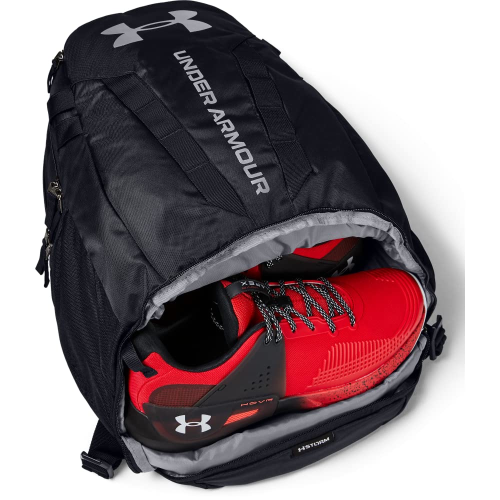Under Armour Unisex-Adult Hustle 5.0 Backpack , Black (001)/Silver , One Size Fits All
