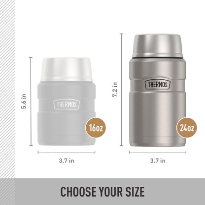 THERMOS Stainless King Vacuum-Insulated Food Jar - 24 Ounce, Durable Matte Steel Finish