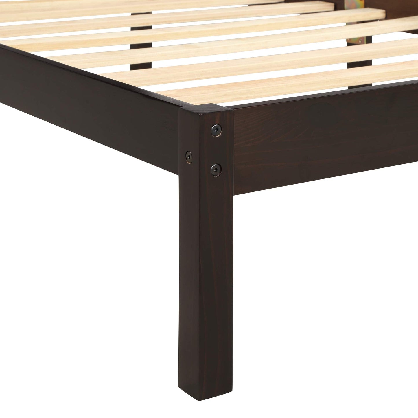 Jintop Queen Size Platform Bed Frame with Headboard,Bedroom Stylish Bed W/Wood Slat Support & No Box Spring Required,Easy to Assemble,for Kids Teens Girls Boys,Espresso